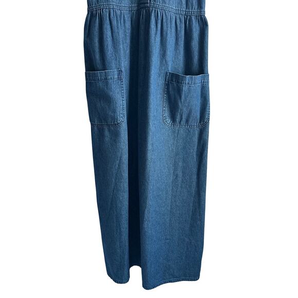 NEW Vintage Bobbie Brooks Medium Cotton Denim Dress Peter Pan Collar Embroidered - Picture 3 of 6